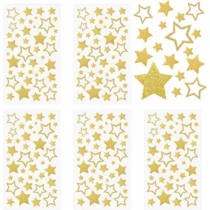 5 Sheets Glitter  Stickers,  Stars Stickers, Self-Adhesive  Labels,   for Crafts, Christmas Decoration Scrapbooks Cards  , Teacher Stickers Stars