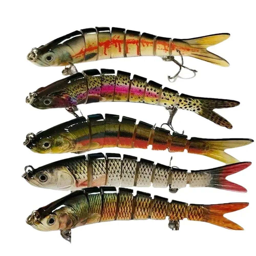 5PCS Lifelike Eyes 8 Segment Bionic Bait Treble Hooks Crucian Carp Fishing Lure