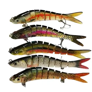 5PCS Lifelike Eyes 8 Segment Bionic Bait Treble Hooks Crucian Carp Fishing Lure