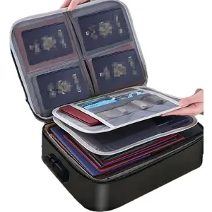 Portable File Storage Bag, 1 Count Multi-layer File Storage Box with Lock, Travel Portable File Safe Storage Handbag, Home Storage Bag for Laptop, Document, Certificate, Travel Home Organizer