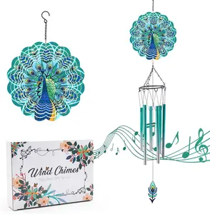 Wind Chimes with Peacock Wind Spinner, Gifts for Men, Women, Retirement, Teacher, Parents - Outdoor Hanging Decor Clearance for Garden, Patio, Backyard Or Porch