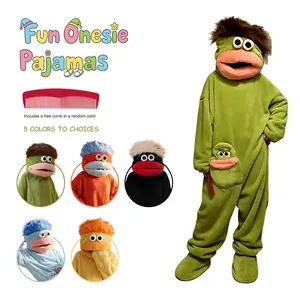 Adorable Monster Costume Party Set, Comfortable Hooded Flannel Pajamas, Includes Robe Comb Shoe Covers, Soft Long Home, Perfect for Parties Gifts