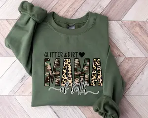 Glitter And Dirt Mama Of Both Sweatshirt, Leopard Design Sweatshirt, Cute Mom Hoodie, Mom Of Both,Leopard Mama Hoodie, Funny Mama Sweatshirt