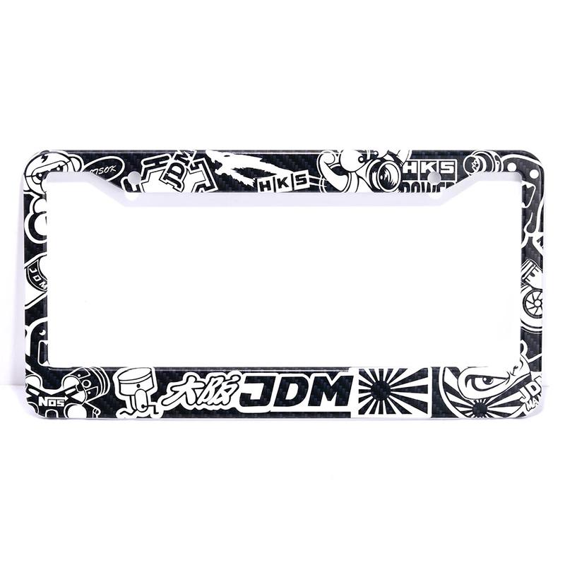 X2 JDM Graffiti USA Standard License Plate Frame Tag Cover Holder black&white