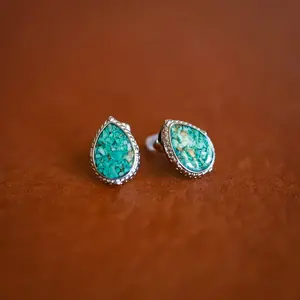 The Shay Stud Earrings - Western Crushed Turquoise Earrings