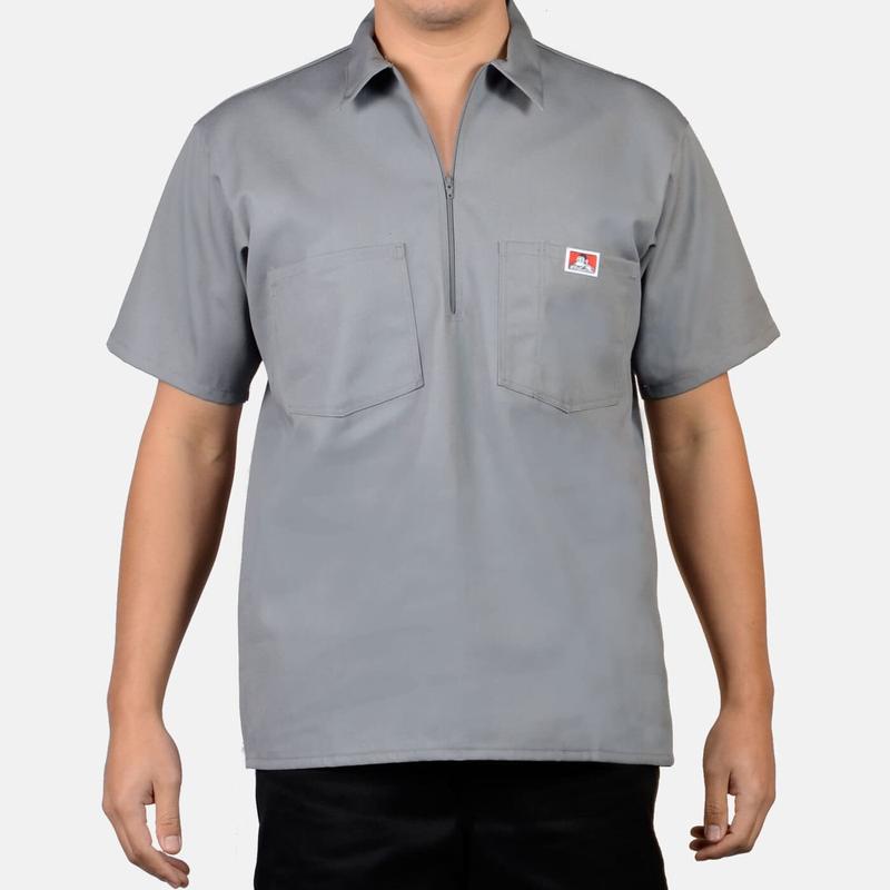 BEN DAVIS 1/2 Zip Shirt Short Sleeve Solid Half-Zip Shirt BENDAVIS Poly/Cotton Blend Plenty Tough Fabric Double Needle Stitch Pencil Slot on Left Pocket