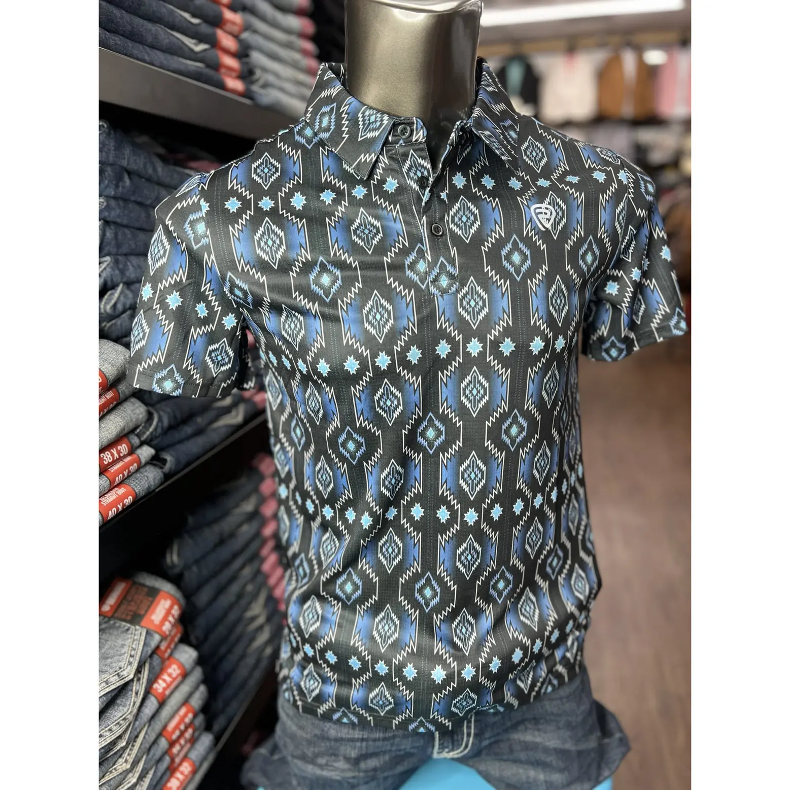 Rock And Roll Daniel RR Aztec Printed polo Blue Rock And Roll Daniel RR Aztec Printed polo Blue