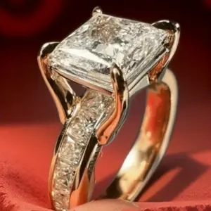 Classic Square Golden Birthstone Ring - Anniversary/Engagement/Wedding Jewelry for Women - High-Quality Timeless Design