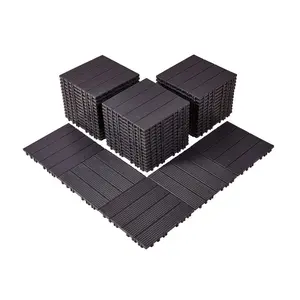 VEVOR Interlocking Deck Tiles, 54 Pack, 12x12 54 sq. ft Plastic Waterproof Outdoor Flooring All Weather Use, Patio Floor Decking Covering Tiles for Porch Poolside Balcony Backyard, Dark Brown