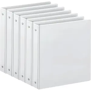 1-inch 3 Ring Binder with 2 Interior Pockets, 1''Durable Binders Holds  Letter Size 8.5'' x 11'' Paper - Versatile Binders for Office, , and School Use, 6 Pack White