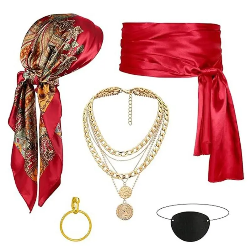 Pirate Costume Accessories Pirate Bandana Sash for Halloween Carnival Dress Up