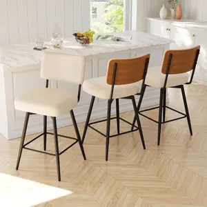 26" Swivel Bar Stools Set of 3 PU Leather Counter Height Bar Stools with Back, Swivel Counter Stool with Metal Legs & Footrest, Upholstered Bar Chairs for Kitchen Island, Bar, 400Lbs
