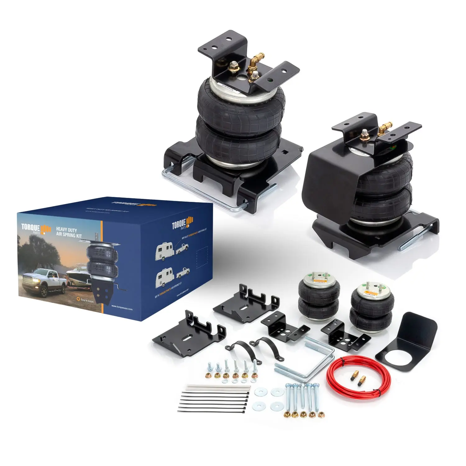 Heavy-Duty Air Bag Suspension Kit with Springs & Torque Support, Fits 2001-2010 GMC Sierra 3500HD 2WD/4WD, Enhances Steering Control & Braking Performance, Compatible with Air Lift 57275, Enhances Steering Control And Braking Performance, Towing, Improves