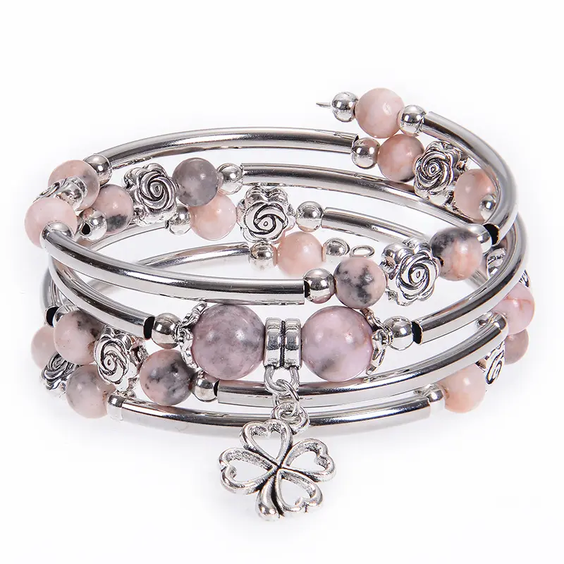 Pink Pattern Beads Bracelet