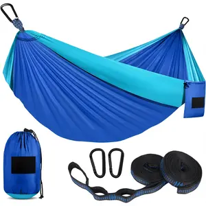 Large Camping Hammock with Tree Straps & Carry Bag Portable Lightweight Hammock for Outdoor & Indoor Use, Easy Setup Travel Hammock for Camping, Hiking, Beach, Backpacking & Backyard Relaxation, Compact Durable Camping Gear