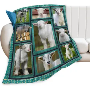 Cute Goat Blanket, Farmhouse Animal Throw Blankets, Goats Fuzzy Plush Blanket Ultra Soft for Goat Lover Gift Kids Teens Women Men Girls Boys Stuff Decor for Home Bedding Sofas Couch Camping