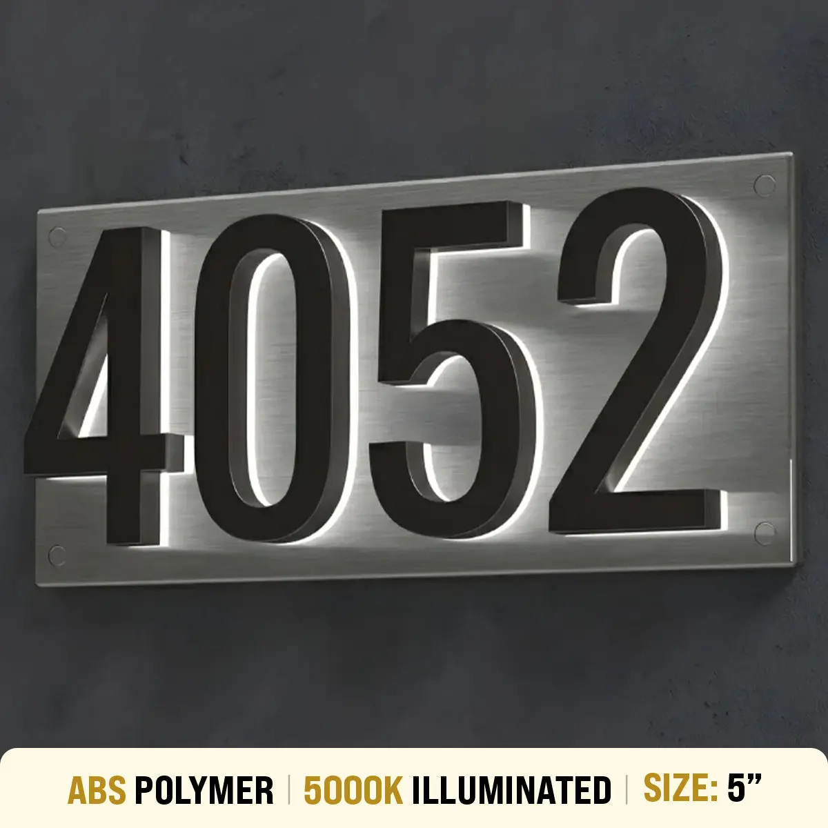 5 inch backlit house numbers - 5000k ABS Polymer - Waterproof 5 inch backlit house numbers - 5000k ABS Polymer - Waterproof