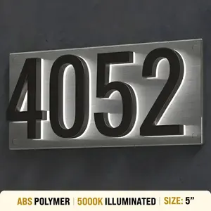 5 inch backlit house numbers - 5000k ABS Polymer - Waterproof