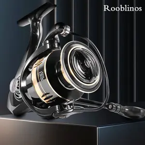 Rooblinos Brass Drive Shaft Spinning Reel, Fishing Equipment,5.2:1 Gear Ratio,CNC Aluminum Superline Spool,Full Metal Body,High Strength Graphite Rotor,Lightweight Design,Versatile Freshwater & Inshore Saltwater, Smooth Drag,Long Cast