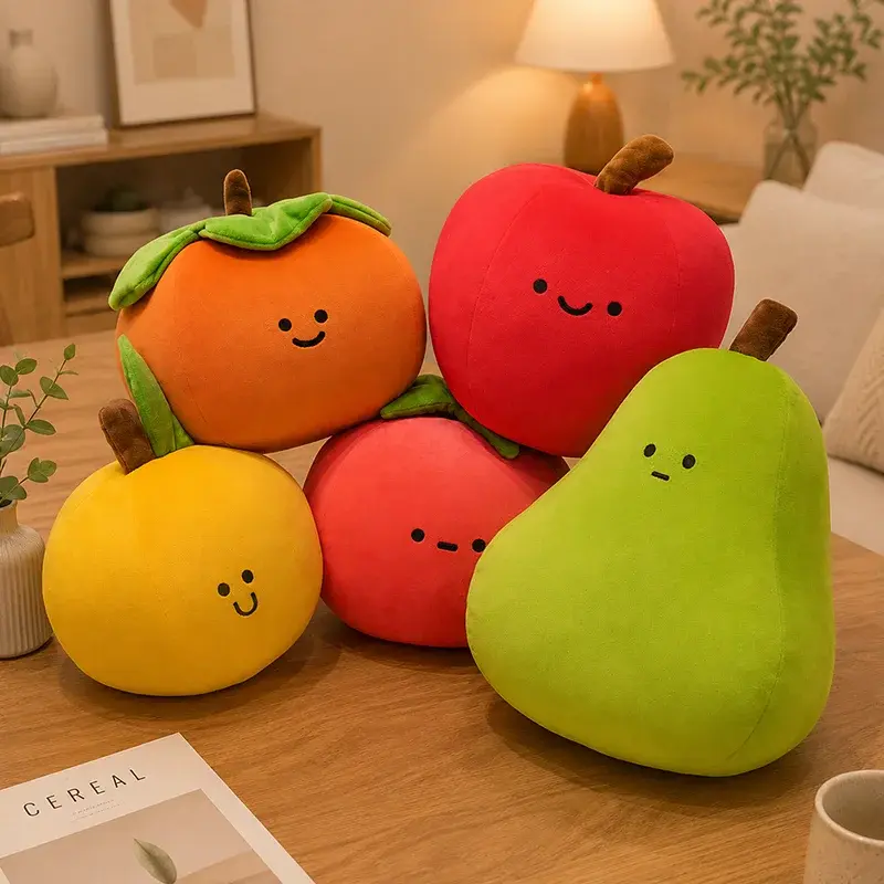 Soft Simulation Fruit Plush Toy Stuffed Tomato Apple Pear Orange Persimmon Plush Pillow Food Plush Peluche Kids Birthday Gift