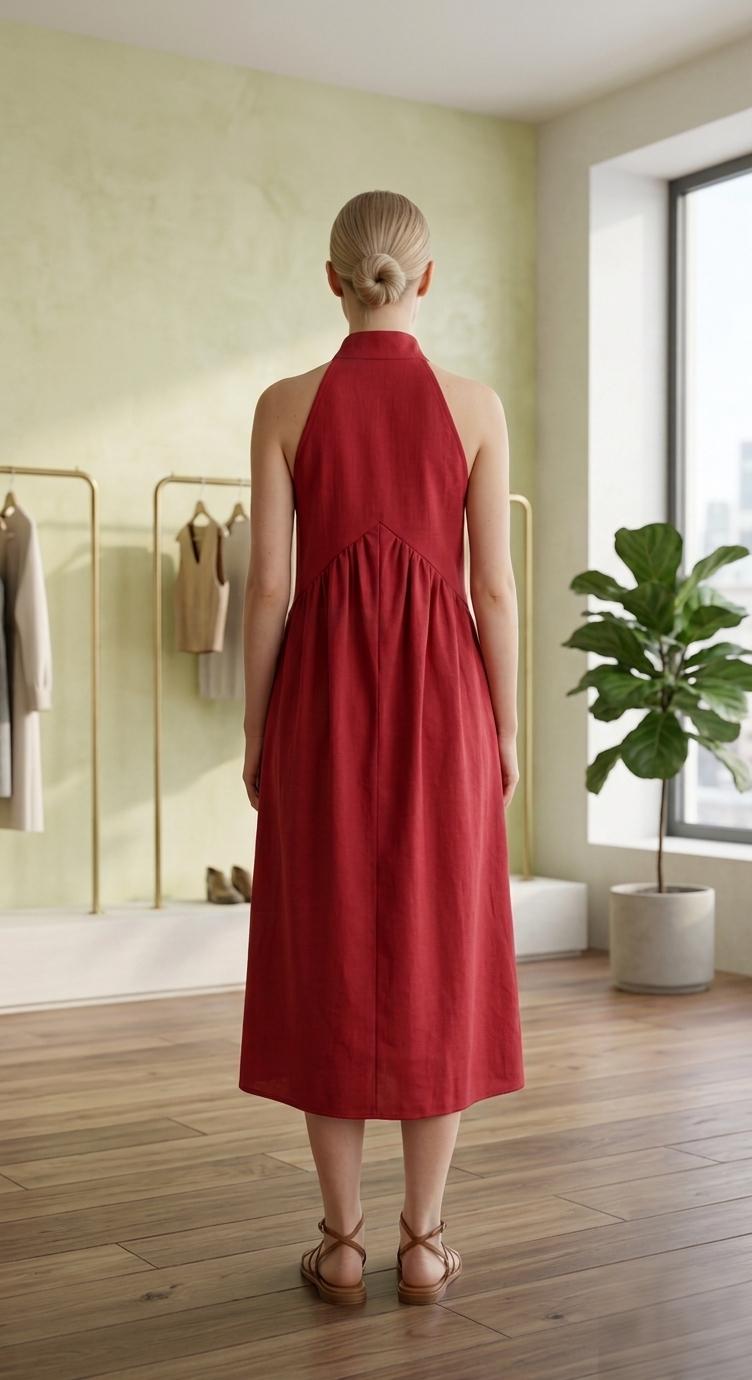 Mother's Day Gift AgeRose Halter Neck Maxi Dress Women Minimalist Casual Loose Fit Summer Beach Vacation Long Dress Lightweight with Pockets