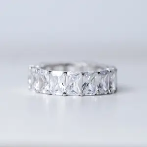 Rectangle Wedding Band - Simulated Diamond