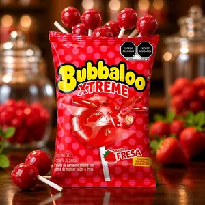 Bubbaloo Xtreme Strawberry Lollipop - Filled with Chewing Gum