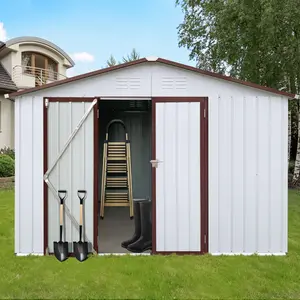 Metal garden sheds 12ftx10ft outdoor storage sheds white+coffee