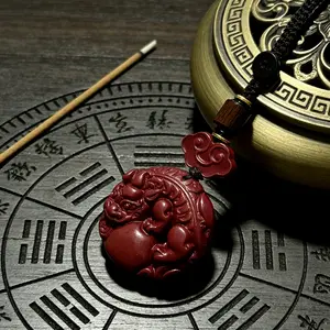 Hand-Carved Pixiu  Pendant/Keyring - Taoist-Inspired Purple Gold Sandstone Cultural Accessory, Lightweight & Durable Layering Piece for Everyday Style, Holiday Gifting & Meaningful Gifts | Includes Handcrafted Wooden Gift Box