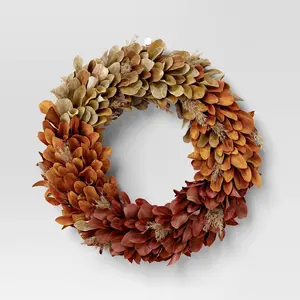 Fall Leaf Preserved Wreath - Threshold