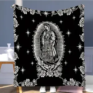 Our Lady Of Guadalupe Pattern Tapestry,  Soft Warm Throw Blanket, Air-conditioned Room Decoration Blanket for Sofa, Office, Camping, Home