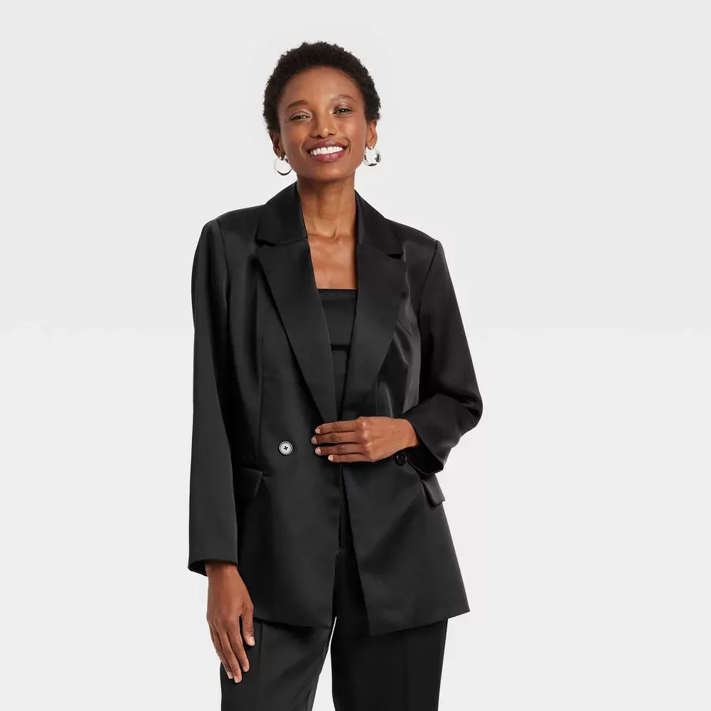 Women's Structured Satin Blazer - A