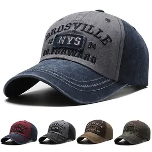 Vintage Washed "Retro Varsity" Embroidered Baseball Cap for Men, Adjustable Snapback Hat, Casual Trendy Hat - 4 Seasons Use, UV Protection, Perfect for Streetwear & Outdoor Activities,,summerwins