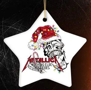 Nothing Else Matters Heavy Metal Christmas Ornament, Emo Rock Skull Ornament,Hanging Christmas Tree, Ceramic And Acrylic Ornament