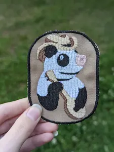 Yeehaw Opossum Patch [Iron-on] - possum patch - cowboy accessory - banjo