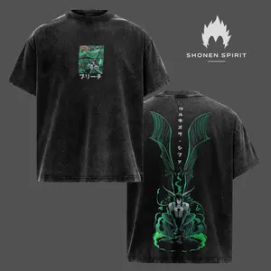 Ulquiorra Cifer - Bleach Anime Double Printed Vintage Washed Unisex Oversize Anime Manga Washed Heavyweight Cotton T-shirt, gifts For Anime Fan, Anime Lover