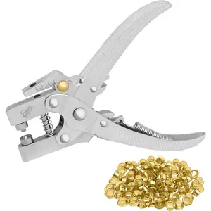 Eyelet Hole Pliers, 3/16 in(5mm) Eyelet Grommet Pliers Kit Eyelets Kits with 100PCS Grommets Shoe Eyelets Grommet Sets for Belt Clothes Decorative Repair