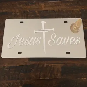 Jesus Saves Front Plate 6x12 Universal - Cross Design
