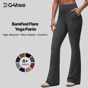 G4Free BareFeel Flare Yoga Pants Women High Waisted Bootcut Leggings with Pockets Dress Work Pant Petite/Regular/Tall