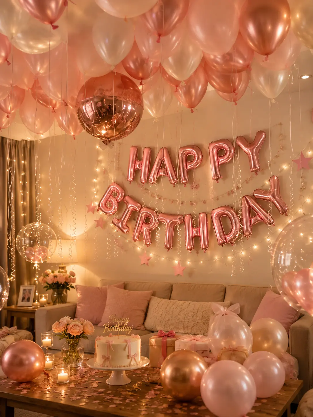 13/59pcs Pink Birthday Party Balloon Set, Pink “Happy Birthday” Foil Banner, Latex & 4D Spherical Balloons, Princess Pink Theme Decorations for Kids & Adults Birthday Party Supplies