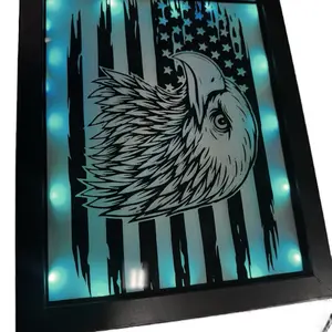 Bald Eagle and American Flag Lightbox with Illuminated Design and Accent Lighting