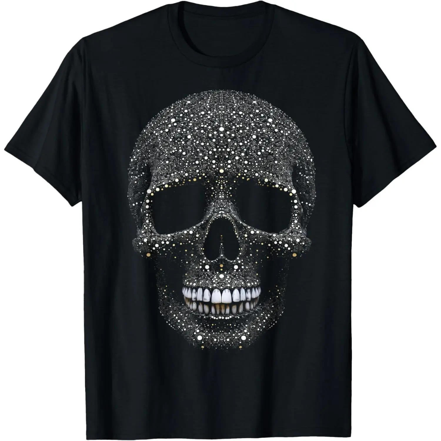 Men's Casual Cotton T-Shirt with Crystal Skull Tee – Intricate Rhinestone Gothic Design Short Sleeves -  Teeshirts,Graphic Tees Stream Elements Shirt,Graphic Tees Stream Elements Shir graphic tees me