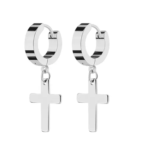 GTHIC Cross Hoop Earrings Dangle for Men Women, Unisex Stainless Steel High-Polished, Rust-Resistant & Skin-Friendly Jewelry for Daily Statement, Gothic Fashion & Gift