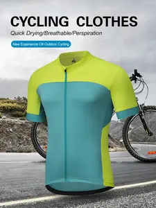 Summer Breathable Cycling Jersey Short Sleeve, Stand Collar Zipper Quick-Dry Top, Unisex Road Mountain Bike Riding Gear