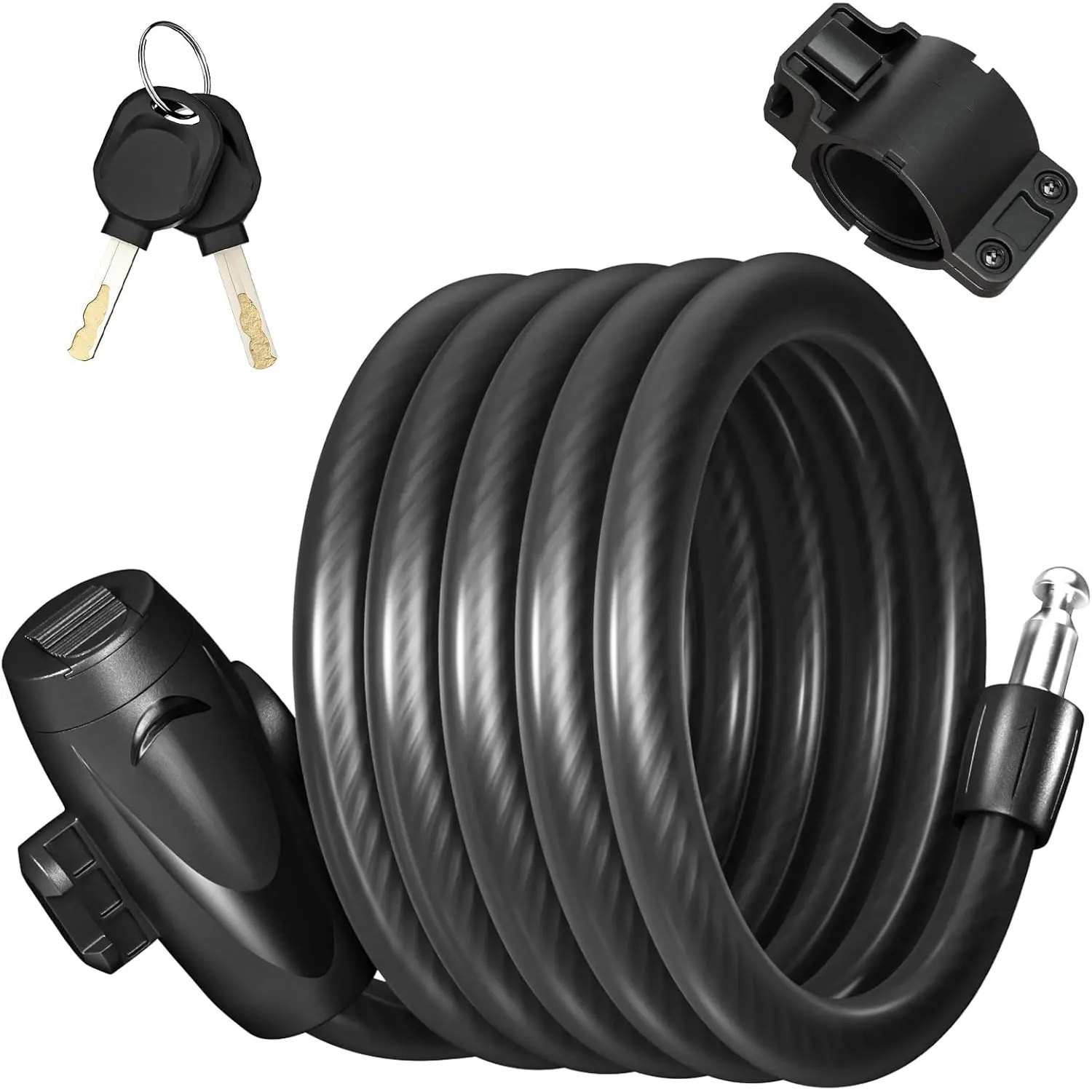 Lock, 1/2 Inch Thick  Lock  Coiled Secure Bicycle Lock with  Scooter Lock  Locks Heavy Duty Anti    Lock with Mounting Bracket (4Feet, 6 )