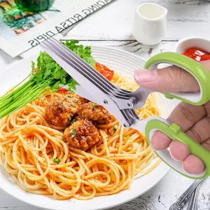 5 Blade Herb Scissors - Multipurpose Stainless Steel Kitchen Scissors for Salad and Vegetables