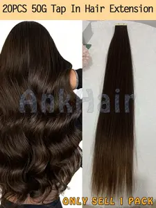 Natural Seamless Tape in Hair Extensions, Double Sided 20 Inch, Add Volume for Women, 20pcs Pack, 50g, Perfect for Hairstyles