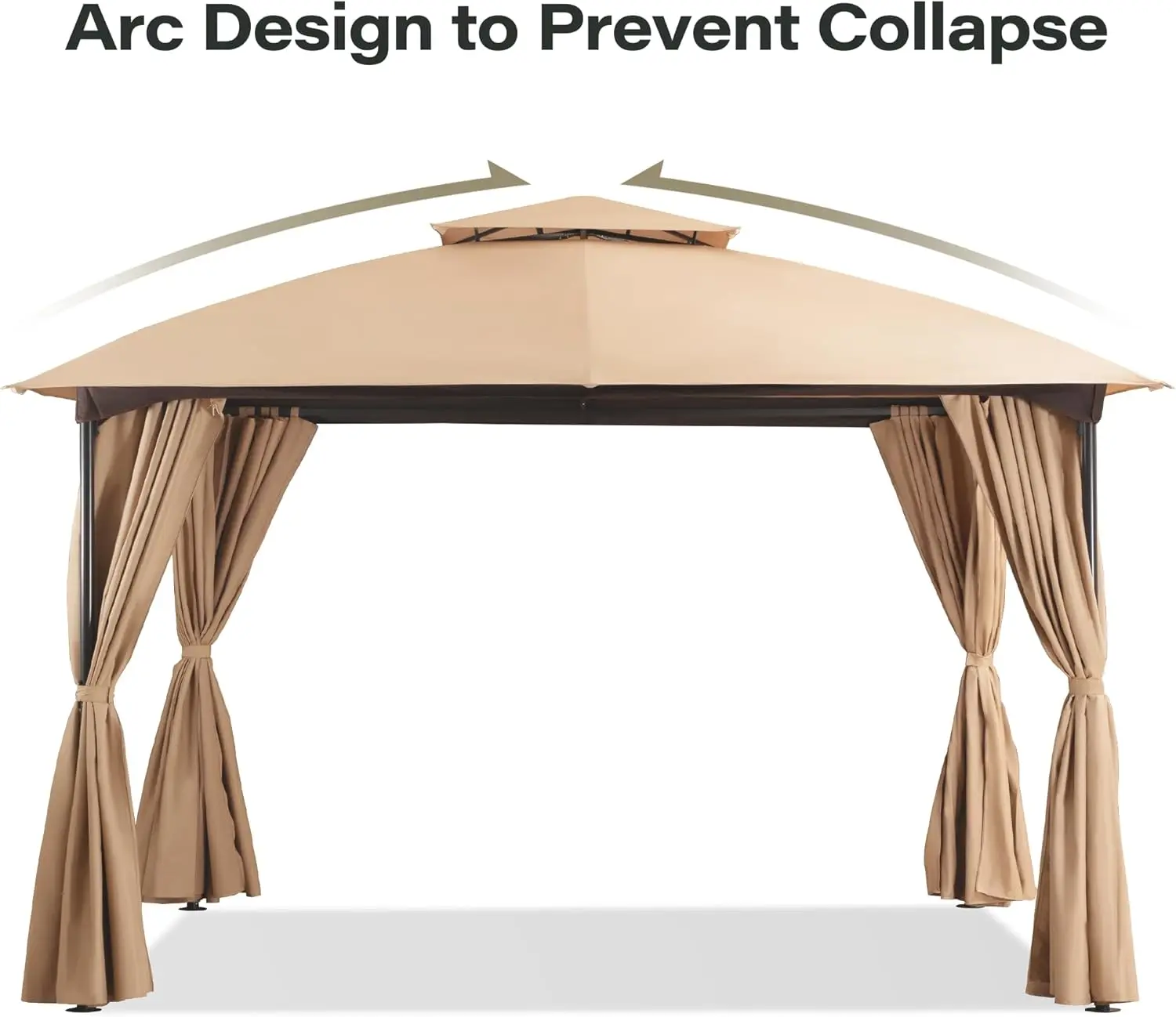 LAUSAINT HOME Patio Arc Gazebo Outdoor Canopy Tent 10'x10', Party Tent Shelter with Curtains & Expansion Bolts and Wind-Resistant Ropes for Patios, Garden, Backyard and Lawn, Khaki summerwins,summerwins