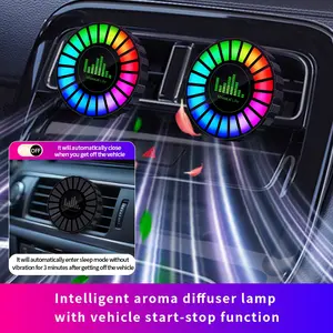 Automatic Car Air Freshener Atmosphere Lamp, Car Aroma Diffuser, Car Interior Diffusers, RGB Sound Control, Music Rhythm LED Light, USB Charging, Car Interior Lighting, Holiday Gift