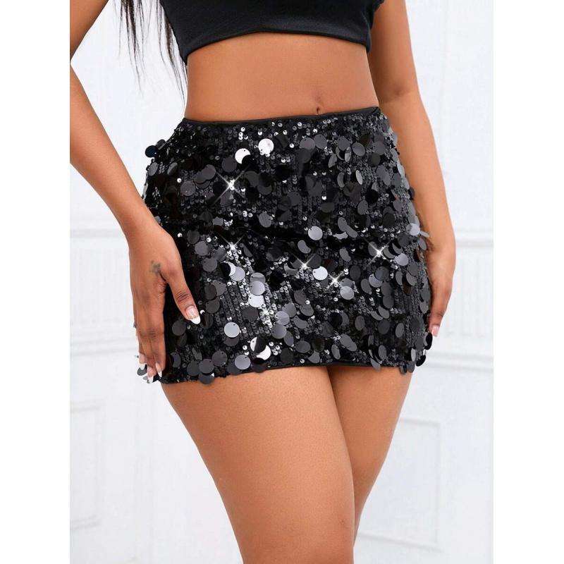 Sequin Mini Skirt Women High Waist Sparkly Party Club Outfit